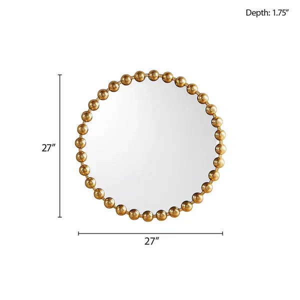 Marlowe Beaded Round Metal Wall Mirror